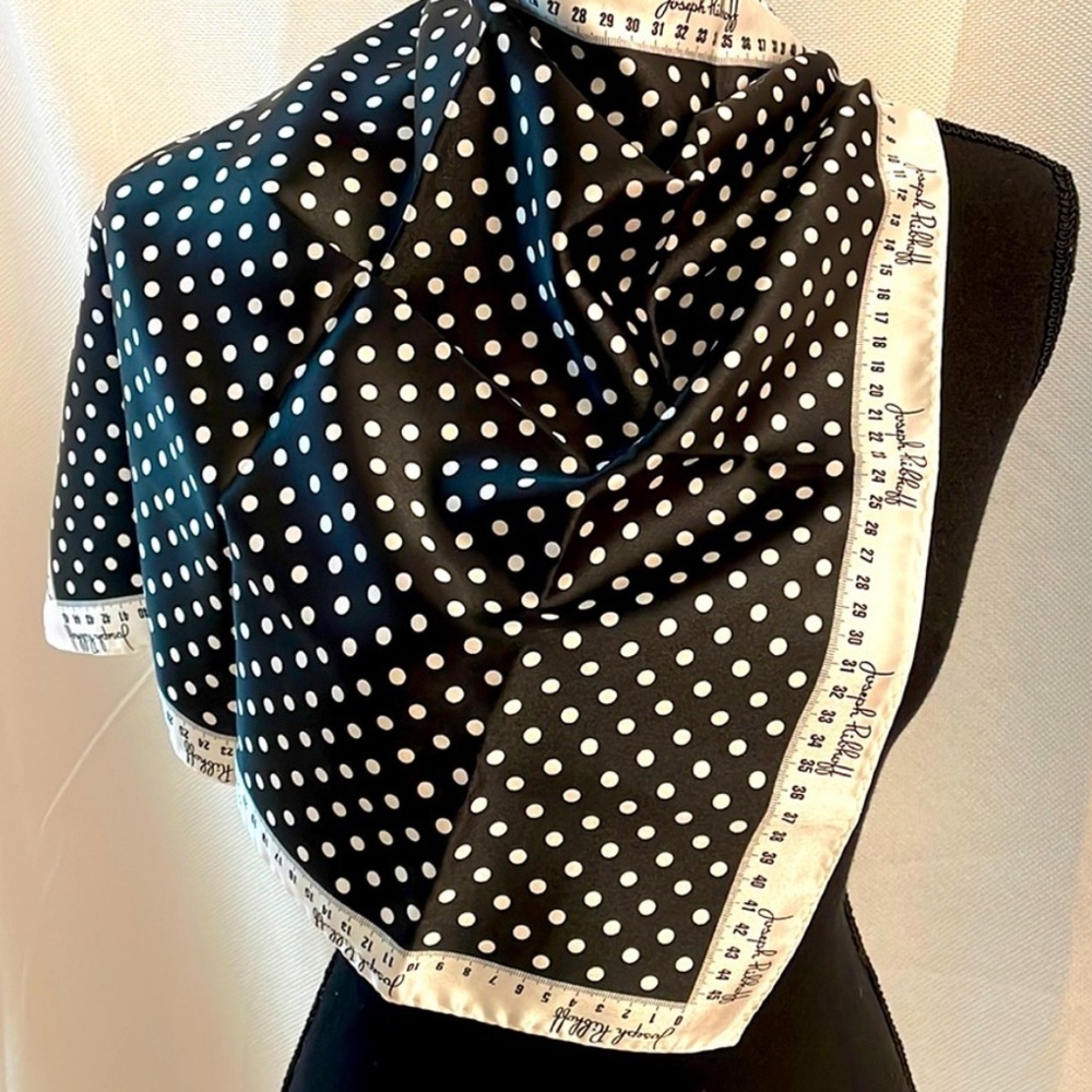 Joseph Ribkoff Black and White Polka Dot Satin Scarf
